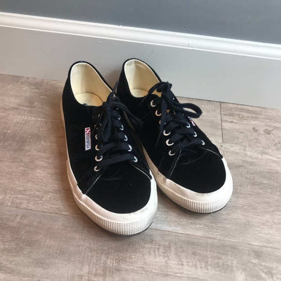 Superga Shoes - Superga Black Velvet Sneakers